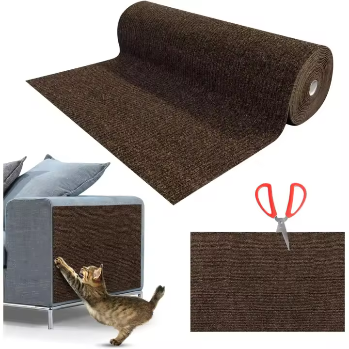 Alfombra Rascador para Gatos,Protector Sofa Gatos Arañazo,Tapete Rascador para Gatos with Autoadhesivo, DIY Climbing Cat Scratcher, Alfombra Autoadhesiva para Gato para Proteger Alfombra Marron - 1