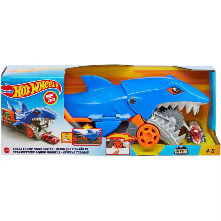 Hot Wheels Remolque de Tiburón de Transporte Mattel GVG36 Vehículos para jugar - 1