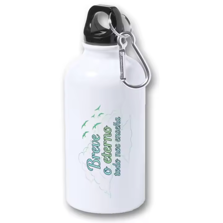 MERCHANDMANIA Bidón 400ml metálico frase consejo aprender enseñar vida para viaje y deporte - 1