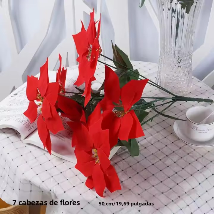 Decoración De Navidad Artificial De 50cm Planta Falsa De Pino Rojo Hoja De Monstera Estilo Pachira Macrocarpa Para Hogar Jardín - 1