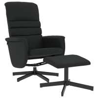 vidaXL Sillón reclinable con reposapiés cuero sintético Negro, Gris, Sillon Dormitorio Sillon Comodos Silla Relax Sillón Sofá - details 1