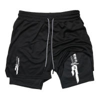 Shorts De Entrenamiento Para Hombre Con Bolsillo Para Teléfono Y Anillo De Toalla 2 En 1 Running Performance Compresión Activewear Deportivo - details 10