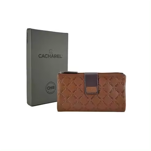 TEOVEL Cartera Billetero/Monedero Grande de Mujer Piel Grabada Cacharel | Amplia Capacidad - 1