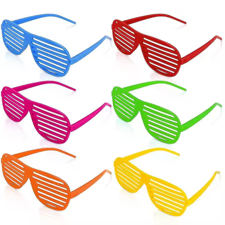 Gafas de sol con obturador de color neón para niños, 6 piezas de gafas de sol de plástico novedosas para fiestas, gafas para disfraces. - 1
