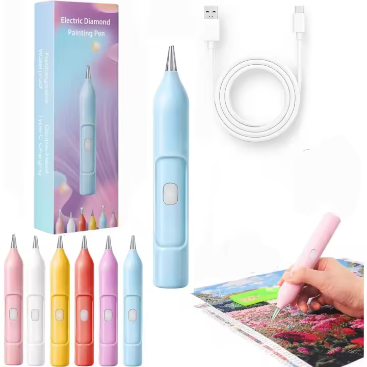 Bolígrafo eléctrico para pintar con diamantes con tecnología de vacío, recargable, resistente al agua IPX5, herramienta automática para pintar con diamantes, con succión al vacío. (Morado) - 1