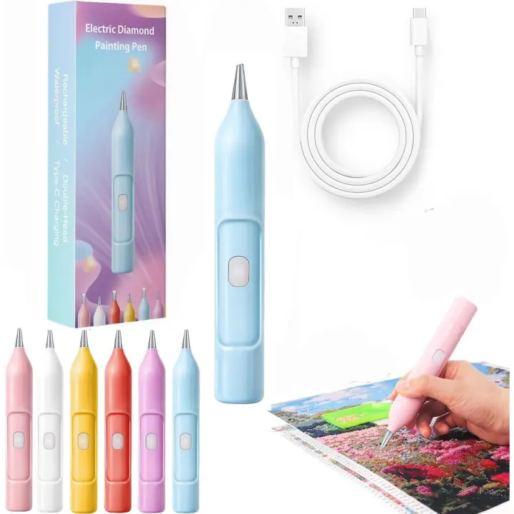Bolígrafo eléctrico para pintar con diamantes con tecnología de vacío, recargable, resistente al agua IPX5, herramienta automática para pintar con diamantes, con succión al vacío. (Morado) - 1