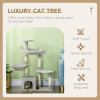 PawHut Árbol para gatos, árbol para escalar, poste rascador para gatos, altura 104 cm, centro de actividades de varios niveles, columnas reforzadas, 3 bolas colgantes, gris claro - details 3