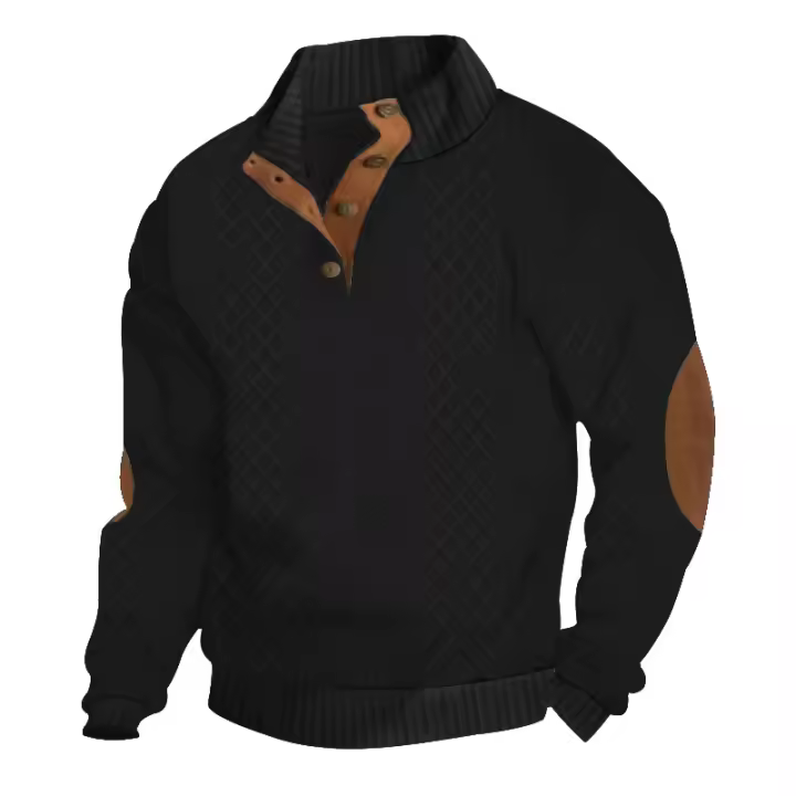 Ropa de primavera y otoño para hombre, talla europea, gran oferta, suéter informal de manga larga con cuello alto para hombre, suéter jacquard para exteriores - 1
