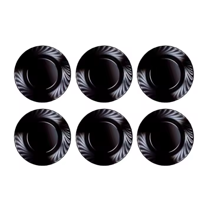 LUMINARC TRIANON NEGRO 6 Plato Hondo Vidrio 22,5CM Negro Brillo Fabricado en Francia Reciclable - 1