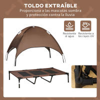 PawHut Cama Elevada para Mascotas Portátil con Toldo Extraíble Tela Transpirable al Aire Libre para Interior y Exterior 122x92x108 cm - details 5