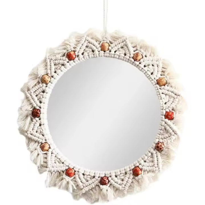 Tejido colgante de pared nórdico macrame hecho a mano estilo bohemio Fringe decoración redonda vintage salón dormitorio pasillo - 1