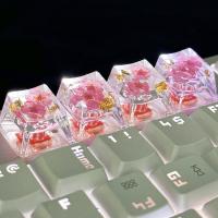 4pcs/set Teclas De Resina Transparencia DIY Flores Personalidad Accesorios Para Teclado Y Ratónkk-Cokio - details 1