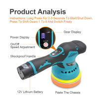 12V Cordless Car Polisher 8 Gears 380W Lithium Electric Polishing Waxing Machine For Repairing Scratches Wireless Sander Polish - details 1