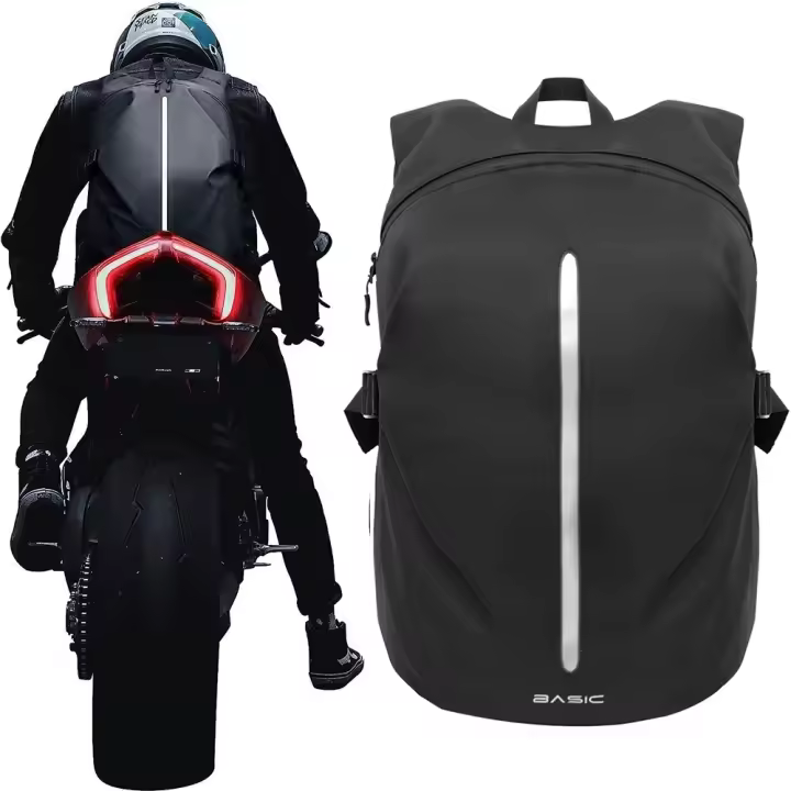 Mochila Negra Impermeable Para Deportes Al Aire Libre Motocicleta Viajes Negocios Con Portátil Bolsa De Casco Universal De Nylon Y Oxford - 1