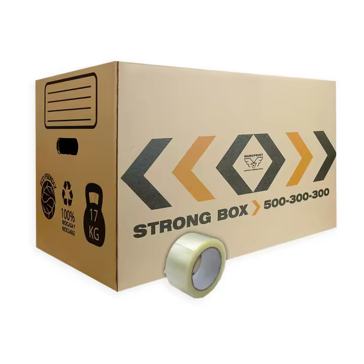 MARCPRINT Cajas Mudanza  Reforzadas y Resistentes,  + PRECINTO - Cajas Carton Certificación FSC - Cajas Carton Mudanza 100% Reutilizable - Cajas de Carton - Caja Carton - Cajas de Carton perfectas para la Mudanza con un Reforzado Ultraresistente - 1