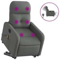vidaXL Sillón de masaje eléctrico reclinable elevable tela Gris claro, Gris oscuro, Negro Sillon Dormitorio Sillon Comodos Silla Relax Sillón Sofá - details 3