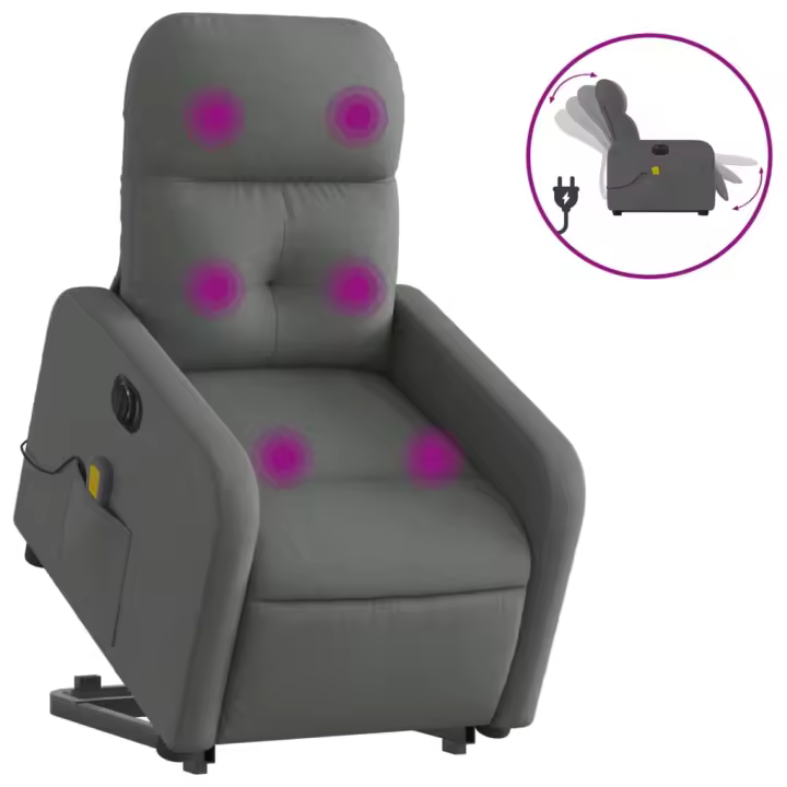 vidaXL Sillón de masaje eléctrico reclinable elevable tela Gris claro, Gris oscuro, Negro Sillon Dormitorio Sillon Comodos Silla Relax Sillón Sofá - 1