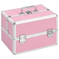 vidaXL Maletín Maquillaje Aluminio 22x30x21cm Neceser Belleza Salud Color Plateado,  Rosa, y mas - details 1