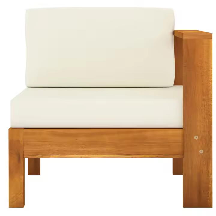 vidaXL Sofá central con 1 reposabrazos madera de acacia Crema, Gris oscuro, Conjunto Terraza Muebles Jardín Exterior Juego de Muebles de jardín Mueble Jardín Exterior Muebles de Salon Exterior - 1