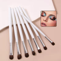 Set De 7 Pinceles De Maquillaje Blancos Con Mango De Madera Larga Pincel De Sombra De Ojos Suave Pincel Para Iluminador Herramienta De Maquillaje - details 0