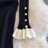 Vestido Largo De Punto Con Volantes YuooMuoo Estilo Francés Romántico Elegante Y Ajustado Para Mujer Con Manga Mariposa Mid-Calf Para Fiesta - details 24