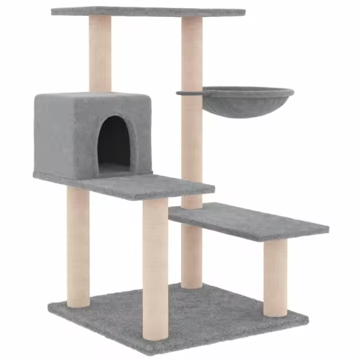 vidaXL Rascador para Gatos con Postes Árbol Torre de Escalada Sisal Color Crema,  Gris claro,  Gris oscuro y mas - 1