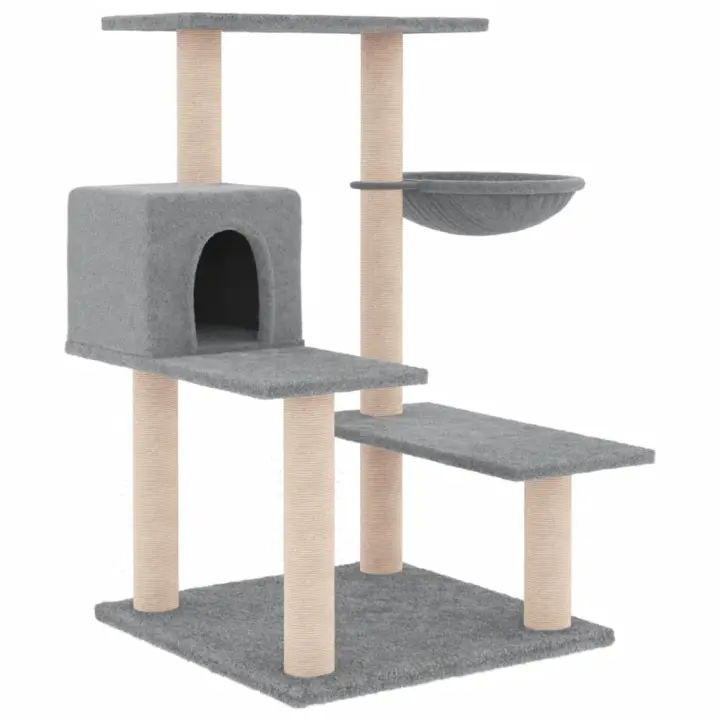 vidaXL Rascador para Gatos con Postes Árbol Torre de Escalada Sisal Color Crema,  Gris claro,  Gris oscuro y mas - 1