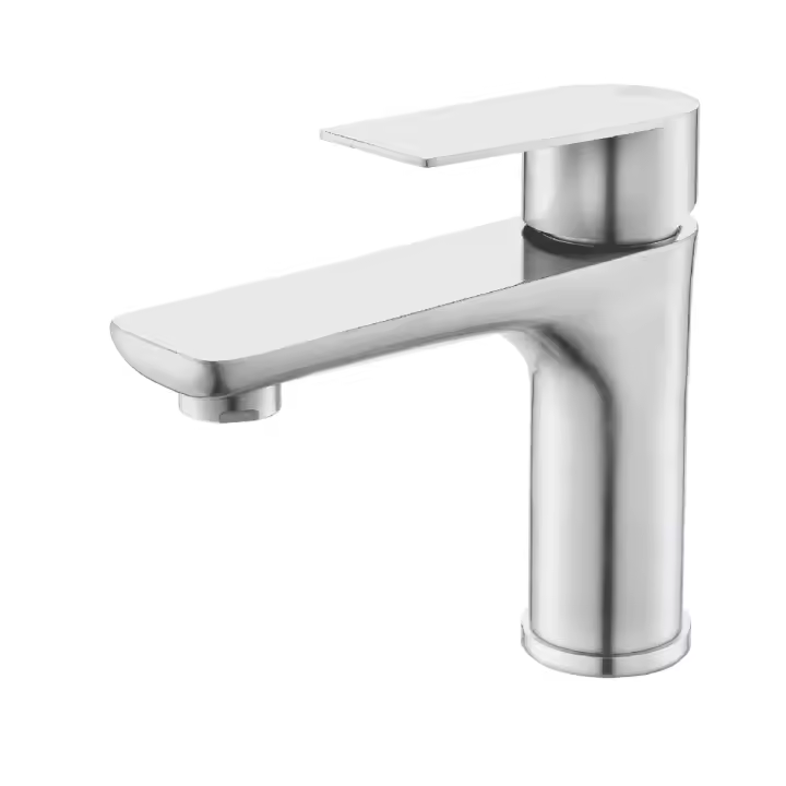 Grifo de baño de acero inoxidable, grifería de un solo orificio, negro mate, fregadero de baño, manija única - 1