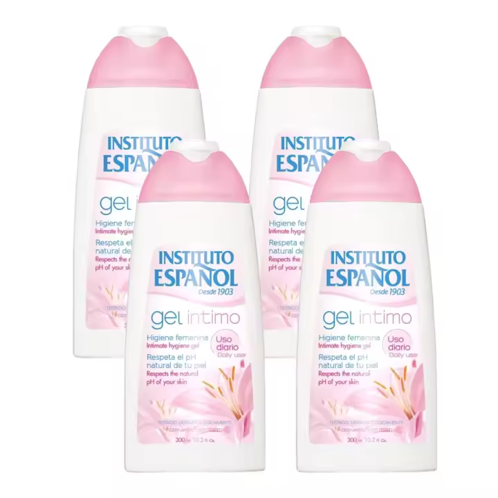 INSTITUTO ESPAÑOL Pack de 4 Geles Higiene Femenina Zona Intima Uso Diario 300 ml (1200 ml en total) - 1