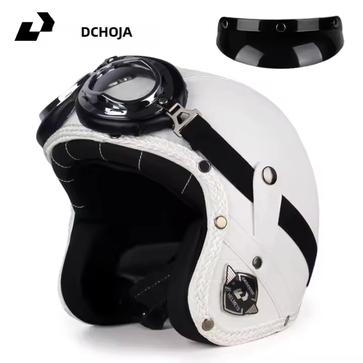 Casco De Motocicleta Vintage APROBADO DOT 3/4 Abierto Para Scooter Equipo De Motocicleta Seguridad Y Estilo - 1