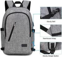 15,6 pulgadas portátil impermeable antirobo Mochila De los helbres (Con Puerto de carga USB) de Negocios mochila ordenador portátil de trabajo de viaje de Doble USO Bolsa-Gris - details 2