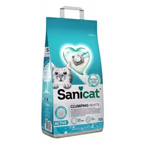 Arena Aglomerante Blanca Sanicat Clumping sin Aroma para Gatos 10 L - 1