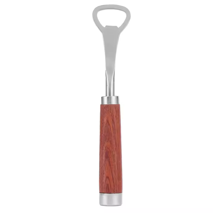 Abridor de botellas de acero inoxidable, abridor de cerveza con mango de madera para bar, suministros para el hogar, regalo de boda - 1