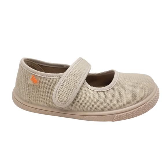 Barefoot Flexible Mary Janes for Girls, Vulladi Model 3194, made in Spain, featuring lightweight textile, natural rubber sole, and reinforced toe for durability, available in sizes 24 to 34.