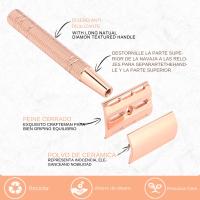 Afeitadora De Seguridad Doble Cuchilla Reutilizable Para Mujeres Y Hombres Con 10 Hojas De Afeitar Metal DE Afeitadora Para Barba Y Cuerpo - details 1