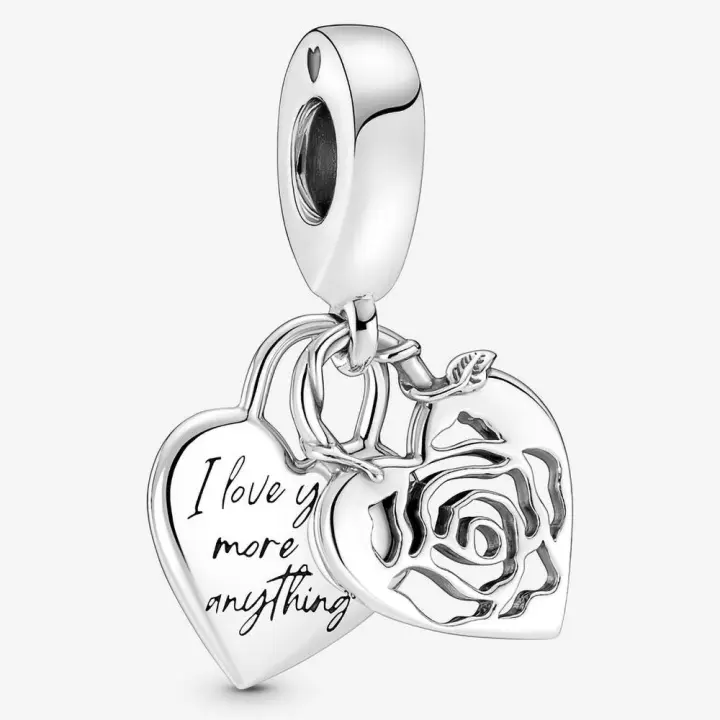Pandora Charm de Colgante en Plata de Ley Candado de Amor y Rosa 790086C00，Incluye Caja Original - 1