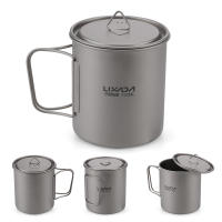 Lixada Juego De Cocina Ultraligero De Titanio 300ml/350ml/420ml/550ml/650ml/750ml Con Cuchara Plegable Para Camping Incluye Vaso Y Comedor - details 3