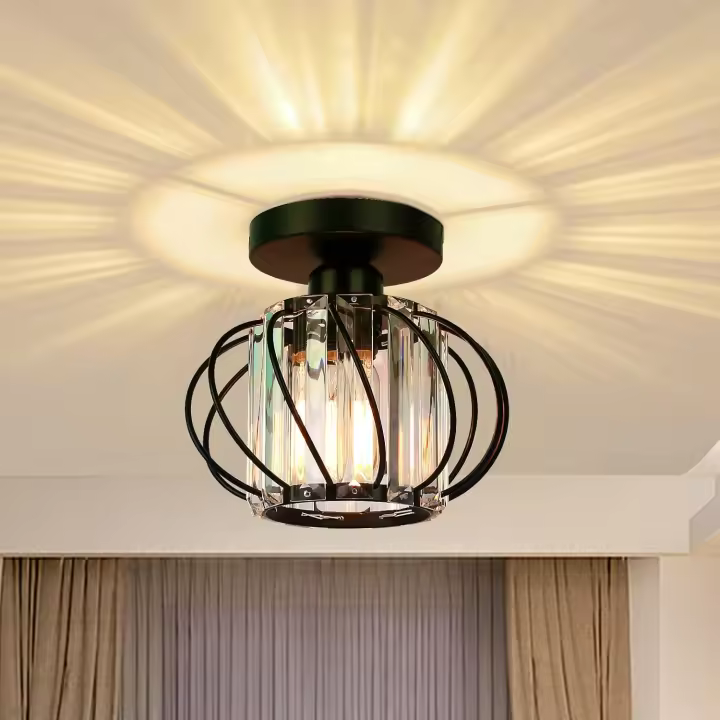 Lámpara de Techo de Cristal Moderna, minilámpara LED de montaje semiempotrado, ideal para Cocina, Restaurante, Sala de estar, color Negro. - 1