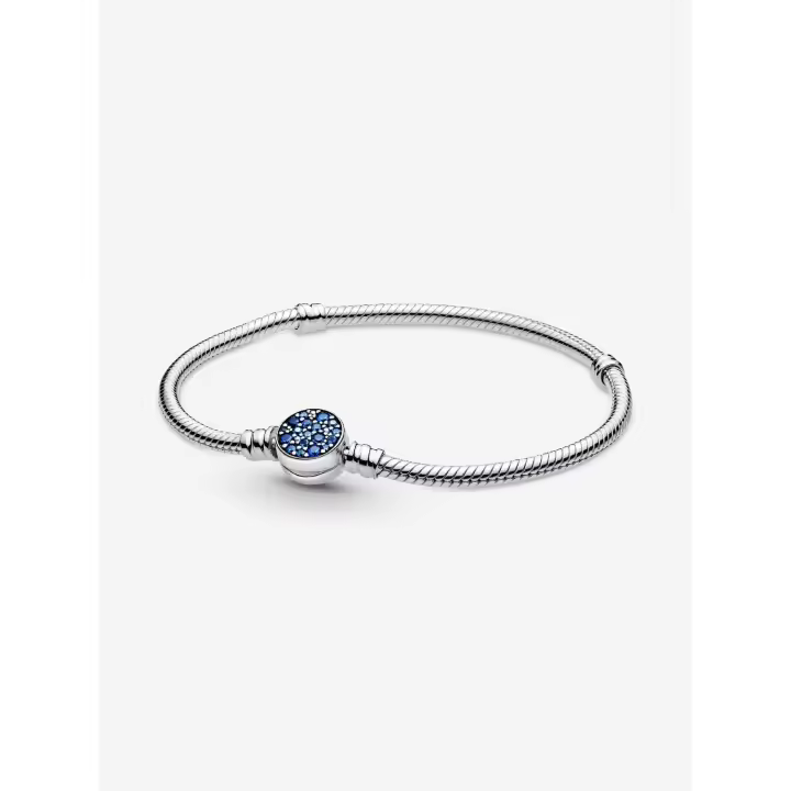 Pandora - Pulsera Pandora Moments with Cierres de disco Azul brilliant y Cadena De Serpiente-Plata de Ley - 1
