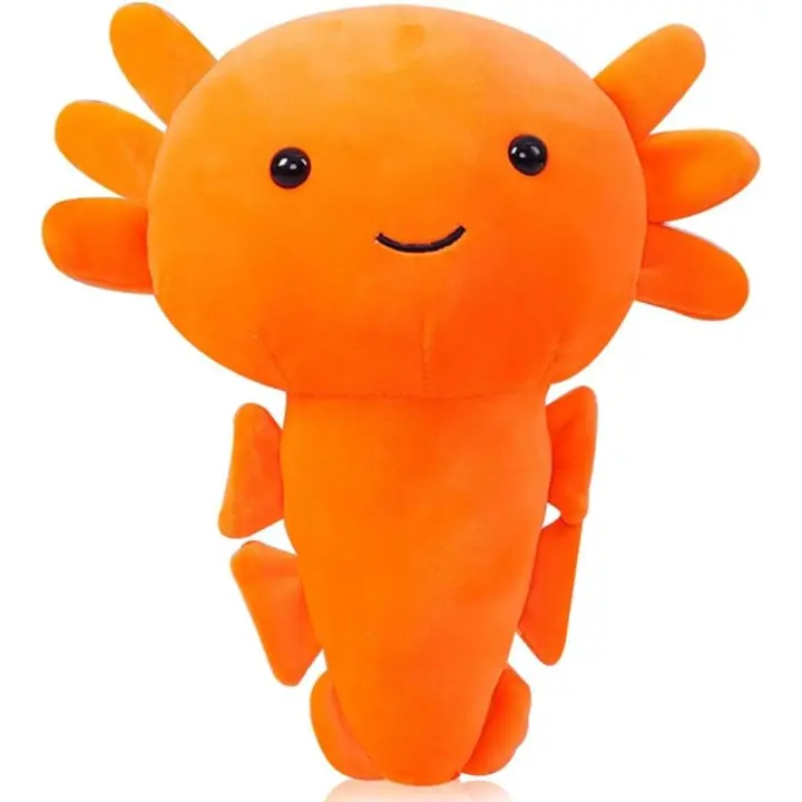 Peluche de axoiotl naranja, almohada de axoiotl de 20 cm para decoración de habitación de niños, lindo muñeco de axoiotl, colección de figuras de peluche de animales de dibujos animados para niños, niñas y amantes de los juegos - 1