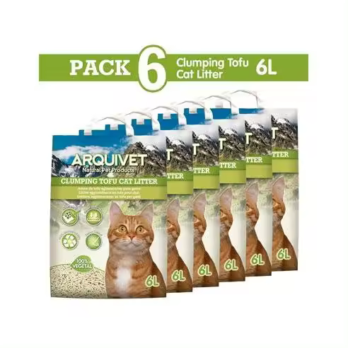 ARQUIVET Arena aglomerante de tofu para gatos PACK 6 UND 6L - 1
