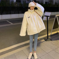 Abrigo De Lana De Oveja Gruesa Para Mujer Invierno Cuello Erguido Faux Peluche Cálido Con Cremallera Y Mangas Largas Ropa Exterior Casual - details 6