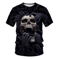 Camiseta De Halloween Para Hombres Estilo Hip Hop Y Streetwear Camiseta De Calavera Sobredimensionada Casual Manga Corta Te De Poliéster Y Spandex - details 4