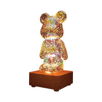 Luz Nocturna LED Proyección 3D De Ondas De Choque De Osos Con Colorido USB Decoración Atmosfera Ajustable Para Habitación Decorativo De Vidrio - details 10