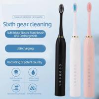 Cepillo De Dientes Eléctrico Sonic Para Adultos IPX7 Impermeable Cabeza De Cepillo DuPont Recargable Por USB Limpieza De Alta Frecuencia 6 Modos De Limpieza - details 8