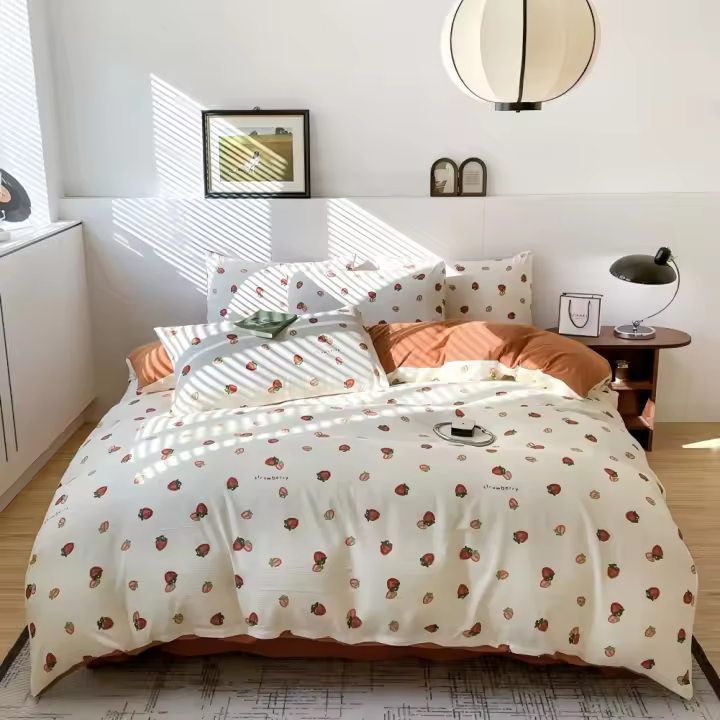 Juego de Funda Nórdica 4 Piezas-Ropa de Cama Algodón Lavado con Jacquard Elegante-Tacto Extra Suave, Varios Tamaño Disponible - 1