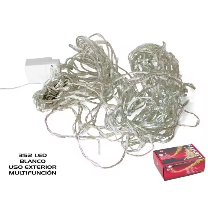 Cortina Navidad Gerimport 704 Leds Exterior 8 Funciones 4x1,5m Blanco Frío - 1