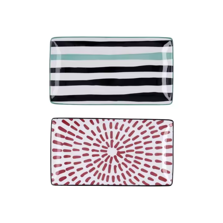 Bidasoa Zigzag Set 2 Bandejas Porcelana Surtidas 20x11cm Decorado Brillo Excepcional - 1