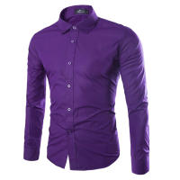 Camisa De Manga Larga Para Hombre En 14 Colores Solidos Estilo Casual Moda Candy Color Para Uso Diario Primavera Y Verano - details 10
