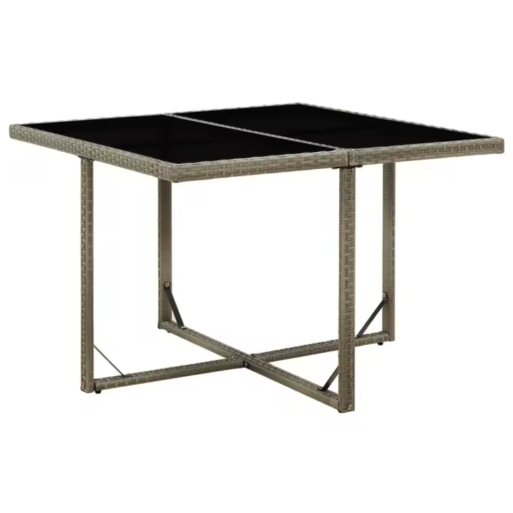 Mesa de Jardín sintético y Vidrio gris 109x107x74 cm - 1